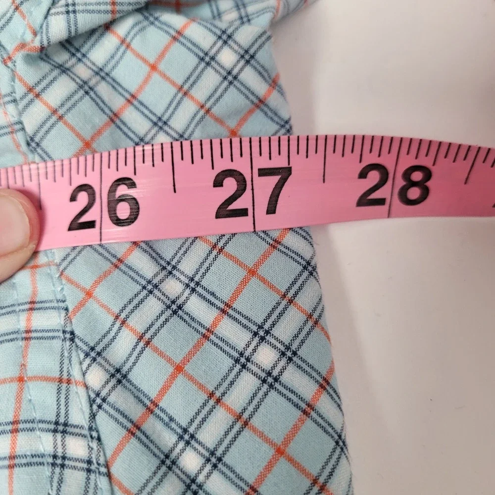 Noble Outfitters Shirt Mens XXL Blue Plaid Excellent Short Sleeve Button Down